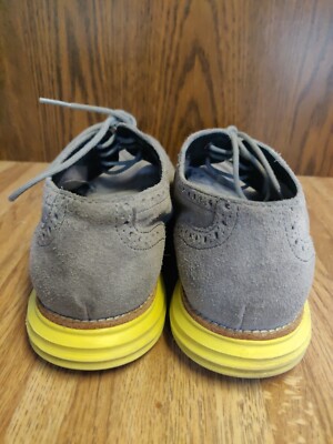 Cole Haan Grand Oxford Grey Suede Yellow Wingtip Sneakers  display picture 3