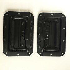 2 Black Metal Recessed Handles For ATA Flight Case Spring Loaded 160mm x 106mm