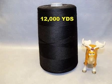 Tex 60 Black Sewing Thread Poly Core Cotton Wrap 12000 yd Military 
