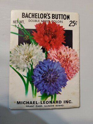 Vintage Seed PACKET For Art Display Bachelors Button Double Mixed Colors