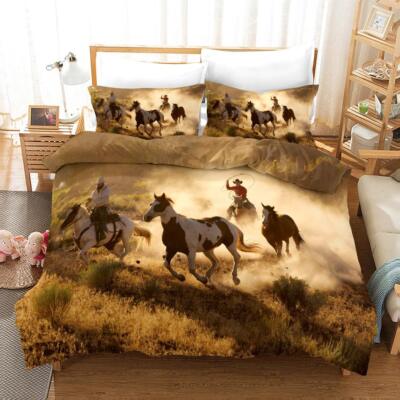 3D Wild Cowboy Pferde Quilt Cover Set Bettwäsche Sets Kissenbezüge