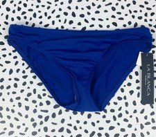La Blanca Island Goddess Classic Bikini Bottom Swim Suit Deep Blue Sz 4 NEW