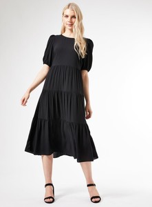 black smock midi dress