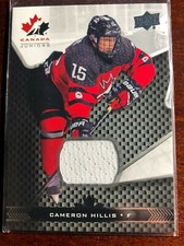 CAMERON HILLIS  #43.. 2018 TEAM CANADA JUNIOR....JERSEY CARD