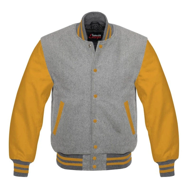 Letterman Style Vasity Jacket Men Wool Snap Closure Leather Sleeves - product detail image 13
