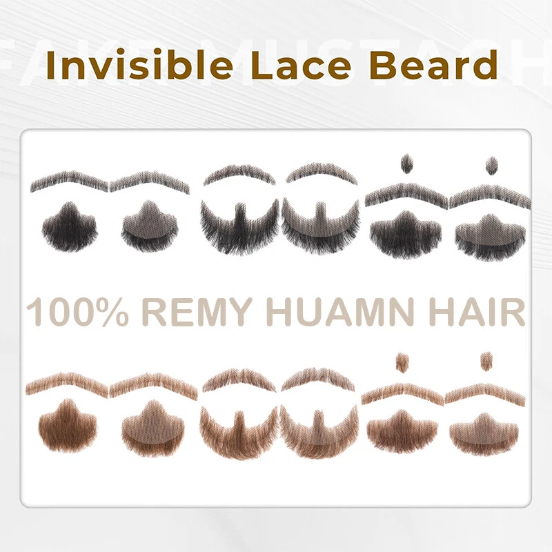 Herren Bart 100% Remy Echthaar Spitze Künstlicher Falscher Kunstbart Schnurrbart - Bild 4 von 4