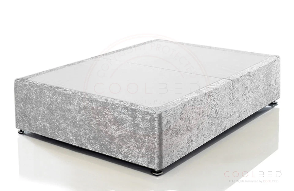 COOL BED SLEEP WELL, PAY LESS Crushed Velvet Divan Bed Base Only - Single Double Divan Bed Frame Only