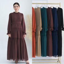 Elegant Women Dubai Kaftan Muslim Maxi Dress Summer Abaya Islamic Morocco Caftan