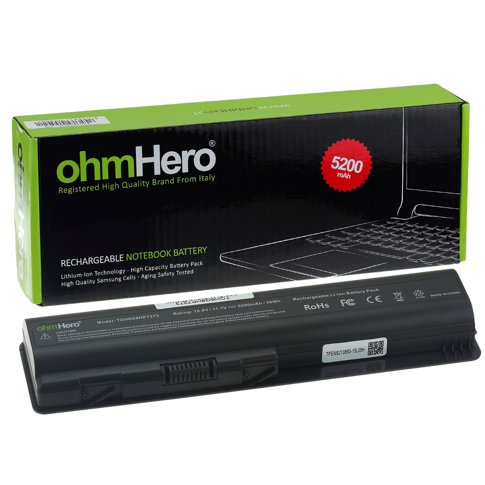 OhmHero® Batteria 5200mAh REALI per HP-Compaq HSTNN-UB73 Sicura