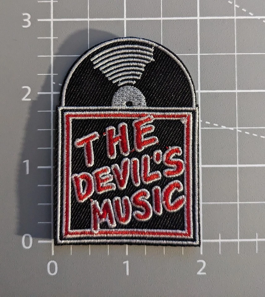 The Devil's Music Vinyl Records Goth Punk Emo Embroidered Iron On Patch  2x2.75" - Image 2 of 3