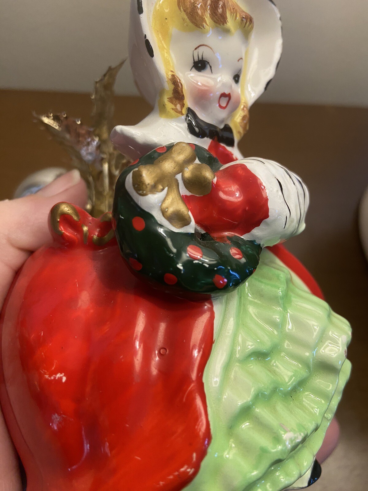 Vintage Christmas Girl Figurine Planter Neidco Japan eBay