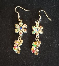 Flower And Butterfly Dangle Earrings