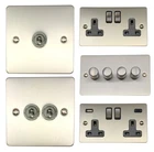 G&H Flat Plate Brushed Stainless Steel FSS3 Light Switches, Plug Sockets, Dimmer