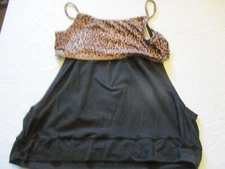 Womens shein curve black cheetah print blouse sz 1xl