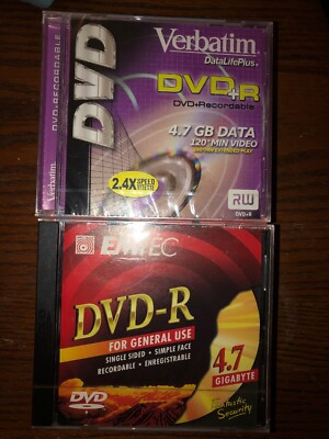 Lot Of 2 DVD R DVD + Recordable 1 Verbatim And 1 Emtec