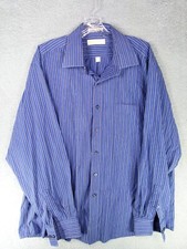 Michael by Michael Kors Mens XL 17.5 36/37 Blue Striped Longsleeve Button Shirt