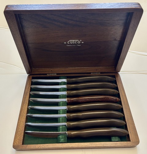 Cutco Table Knives 8 Set serrated steak knife 1058 w/ original walnut box case