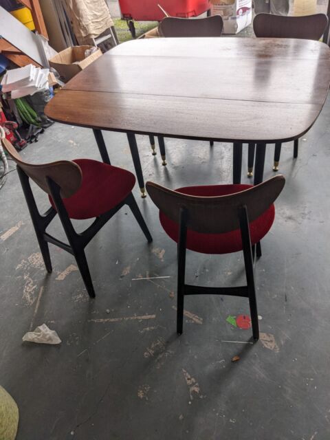 Mid century G Plan extendable dining table; 4 matching butterfly chairs original