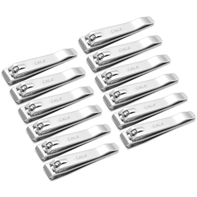 12 Cala Finger Nail Clippers With Nail File & Chain Stainless Steel Small Size