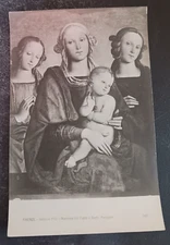 vtg postcard Pietro Perugino Vergine col Figlio e Santi painting art unposted