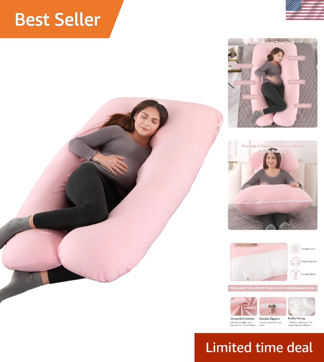 57-Inch Full Body Maternity Pillow for Comfortable Nursing & Sleep Support-image