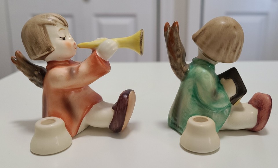 GOEBEL HUMMEL Angel Candle HoldersAngel w/Accordian and Angel w/horn