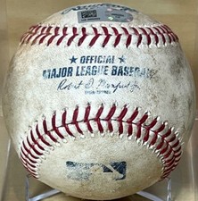 ANGEL PAGAN 1B 1015th CAREER HIT FINAL SEASON GAME USED BASEBALL GIANTS 4/12/16