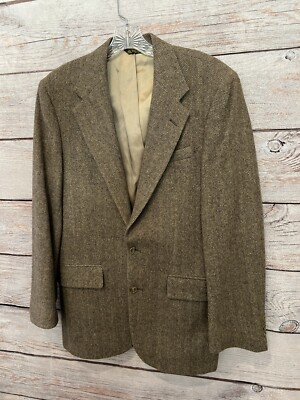Charles Klein Brown Tweed 100% Pure Wool Blazer Sport Coat Men's
