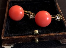 Vintage Style Jewelry Red Gemstones Earrings 18K Gold Plated