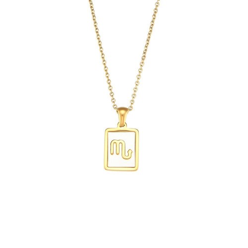 18K Gold Zodiac Pendant Necklace Mother Pearl Necklace - Picture 12 of 12