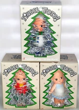Kewpie TINSEL TOTS 3 RetroStyle  4" Christmas Ornament Dolls, Original Boxes NOS