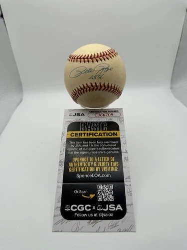 Pete Rose Signed Baseball Inscribed 4256 JSA Authenticated Autograph
