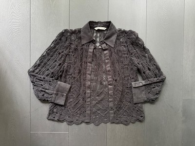 lace/mesh/linen- Zara women's top medium