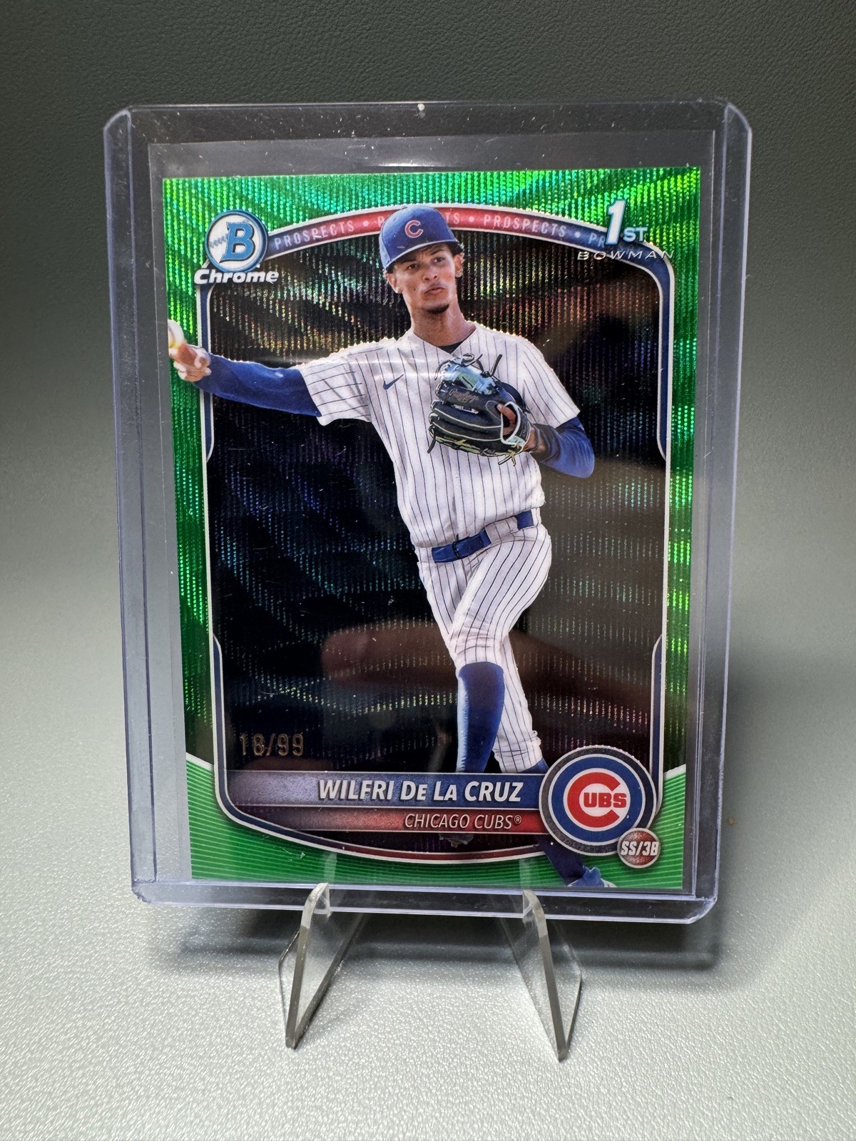 2025 Bowman Chrome - Wilfri De La Cruz /99 1st Green Wave Refractor #BCP-209