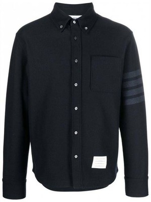 Thom Browne 4-Bar Tech Twill Button-Down Shirt-Jacket 133045479