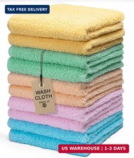 10 Pack Wash Cloth Rags 100 Cotton Terry Rags 12x12 inch Multi Colors
