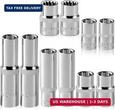 10-Piece 10mm Socket Set, 1/4-Inch  3/8-Inch Drive Impact Socket, 6-Point ...