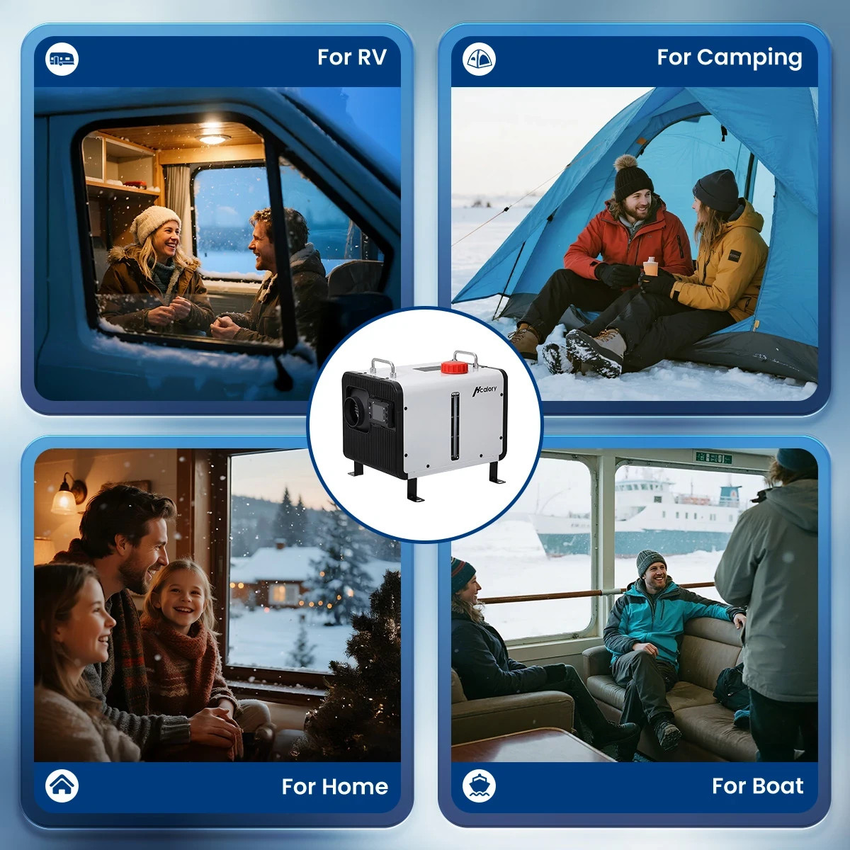 HCALORY HBH2 8KW Diesel Air Heater All-in-One 12V/24V APP Remote LCD Auto Start/