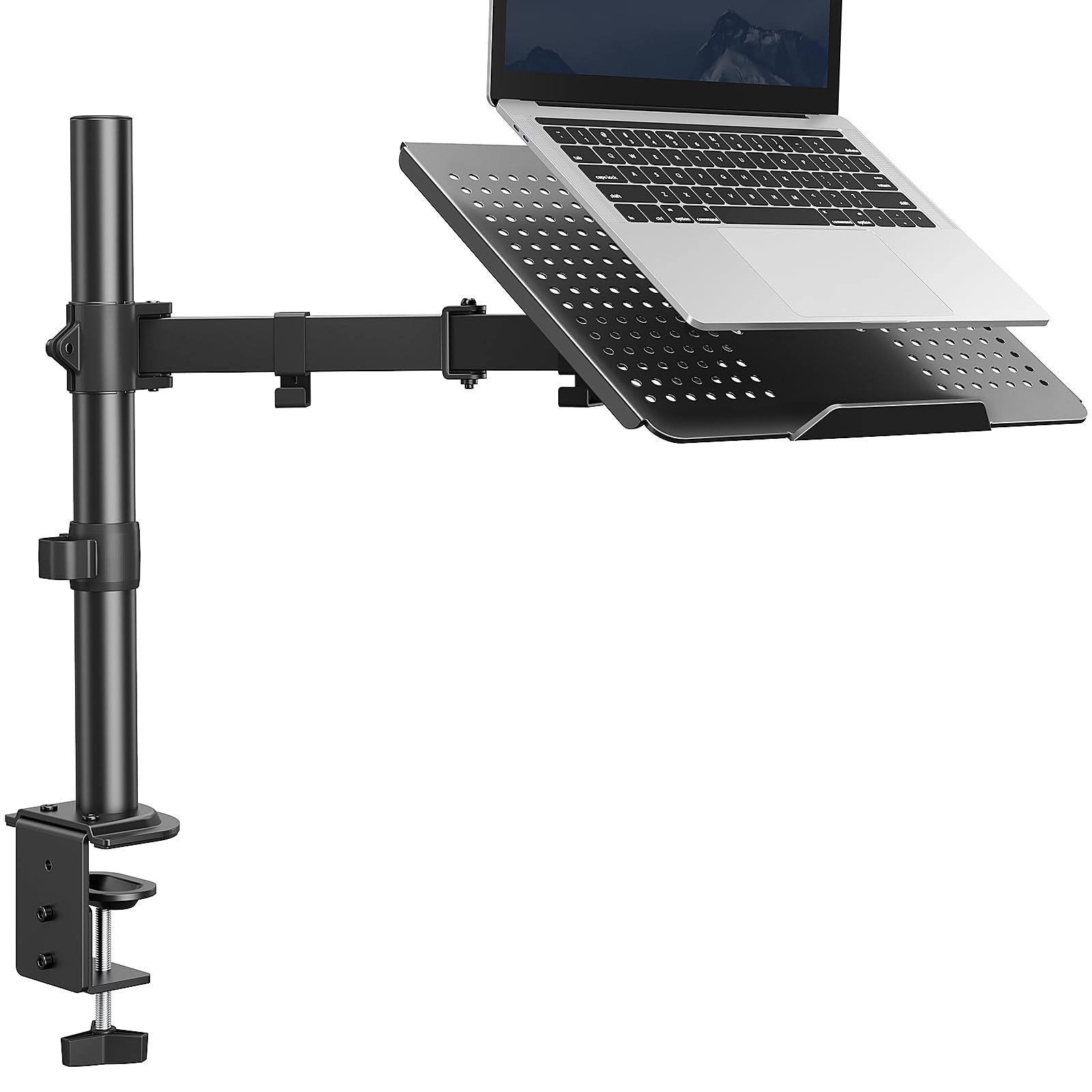 Laptop Desk Mount for 17-inch Notebooks and 15”-32” Monitors with Adjustable Features