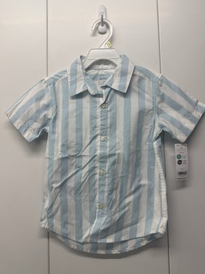 New Carter s short sleeve shirt for boys 4T Casual Button Up Cotton Blue White
