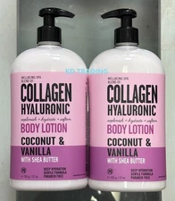 2-Pk~ WELLBEING SPA Collagen Hyaluronic BODY LOTION ~COCONUT VANILLA SHEA BUTTER