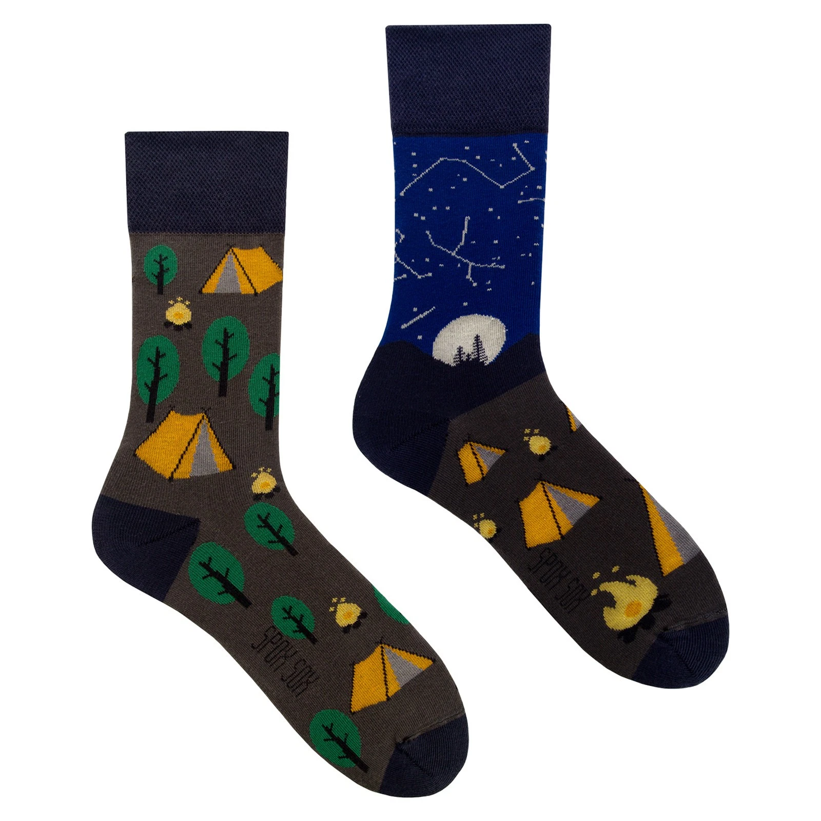 Mens Camping Odd Socks by SPOX SOX , Cotton Mismatched Socks for Gift