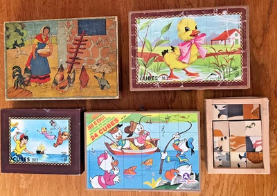 vintage LOT 5 ancien JEUX de CUBES enfant IMAGES SGDG GARNIER cornil FRANCE cube - Photo 1/4