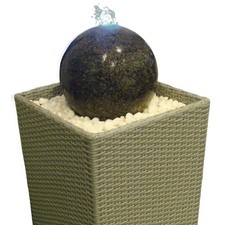 Zimmerbrunnen Granit mit LED, Springbrunnen + Korb, Wasserspiel, Gartenbrunnen