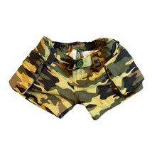 BUILD A BEAR Camouflage Cargo Shorts Green Camo Pockets Tags Elastic Waist BABW