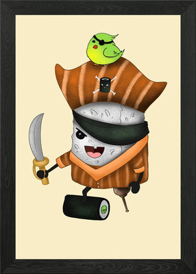 pirate sushi Framed Wall Art Poster Canvas Print Picture