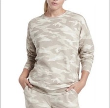 ATHLETA Studio To Street Printed Sweatshirt Camo Luxe Oatmeal Camouflage Size M