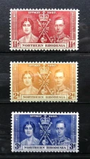 NORTHERN RHODESIA Scott #22-24, 1937 KGVI CORONATION ISSUE, COMPL SET OF 3, MVLH