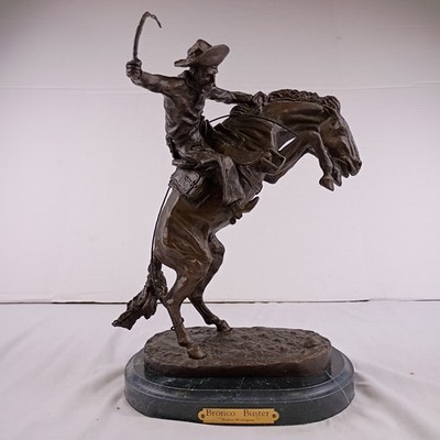100% Pure Genuine Bronze Frederic Remington Bronco Buster