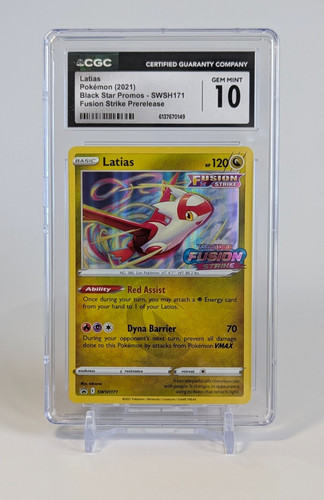 Latias Pokémon 2021 Black Star SWSH171 Fusion Strike Pre-Release CGC GEM MINT 10